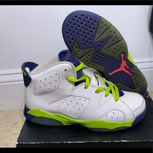Jordan 6 Retro GP white/ green /blue Size 3Y